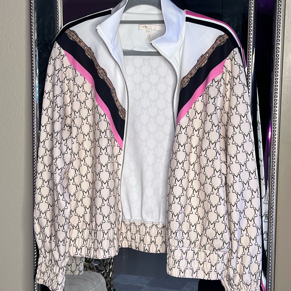 Maje Monogram Chain Bomber Jacket - Size 2